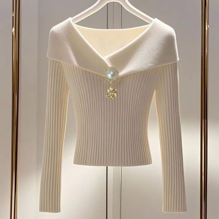 Women's Clothing Clearance Sale~New Korean Chic Autumn And Winter Stylish Warm Inner Wear Base Knitted Sweater Tops Women's Trend