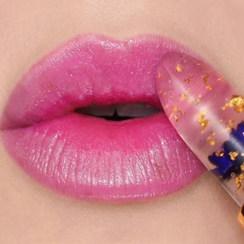 Jelly Transparent Flower Waterproof Temperature Color Changing Crystal Lipstick Long Lasting Moisturizing