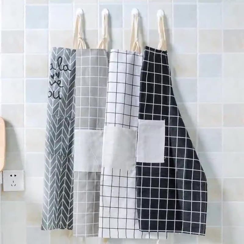 Creative simple kitchen cotton and linen apron oil-proof thickened waist cooking protective clothing Korean apron spot