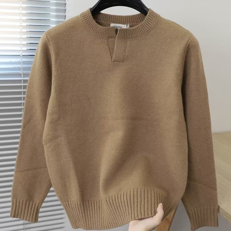 Men's Clothing Light Mature Crewneck Sweater Men's Autumn And Winter New Korean Style Fashionable Youth All-match Casual Niche Base Sweater