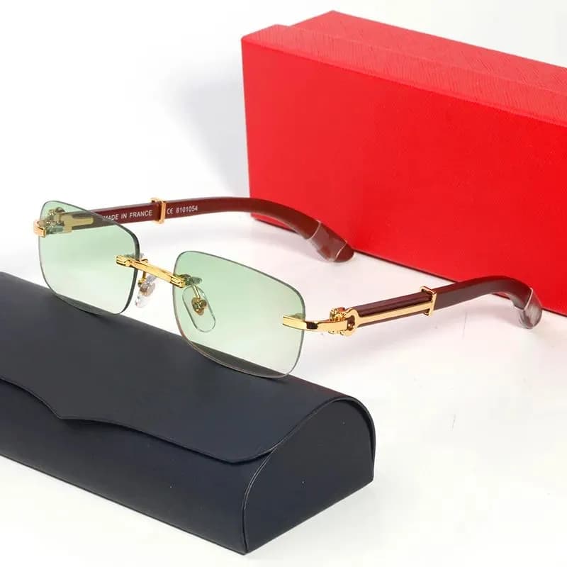 Rectangle Designer Sunglasses for Men Carter Buffalo Horn Glasses Rimless Carti Funky Sun Man Reading Eyeglasses Frame
