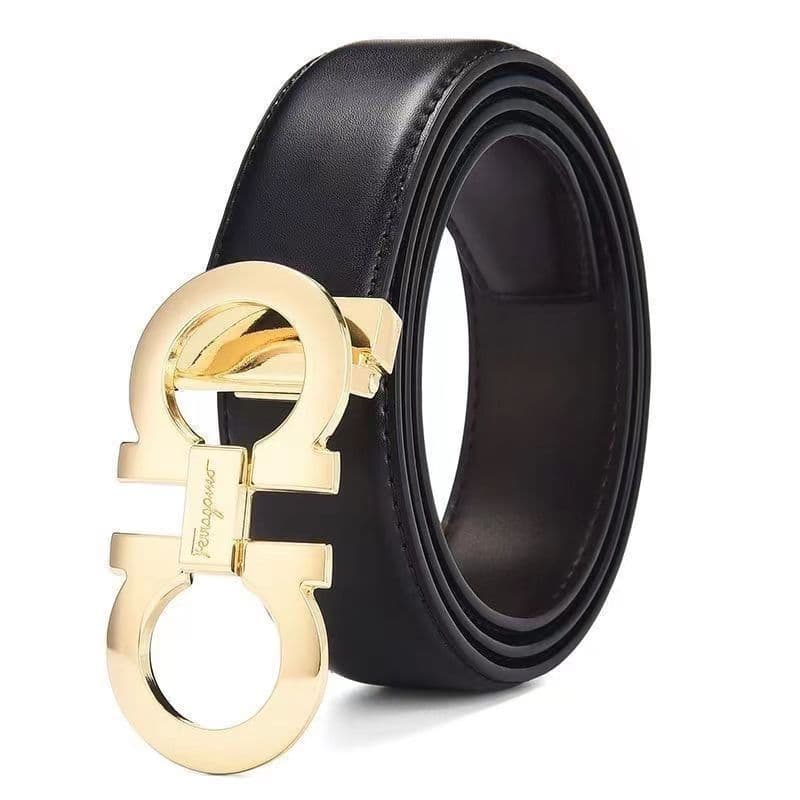 Ceinture en cuir à boucle lisse pour homme, style business, haut de gamme, tendance, élégante et durable