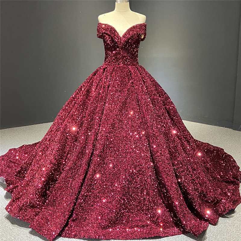 Wedding dresses performance costume bride tutu skirt dreamy starry sky one shoulder trailing dress