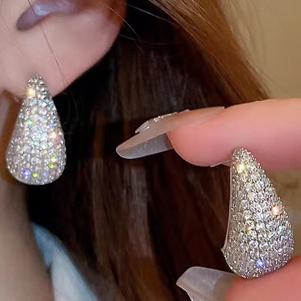 Style Water Drop Earrings Light Luxury Female Temperament Fashion Inlaid Zirconium Earrings