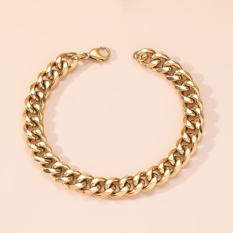 Cuban Chain Men's Bracelet Titanium Jewelry Hip Hop Trendy Stainless Steel Hand Accessories Simple Fashion