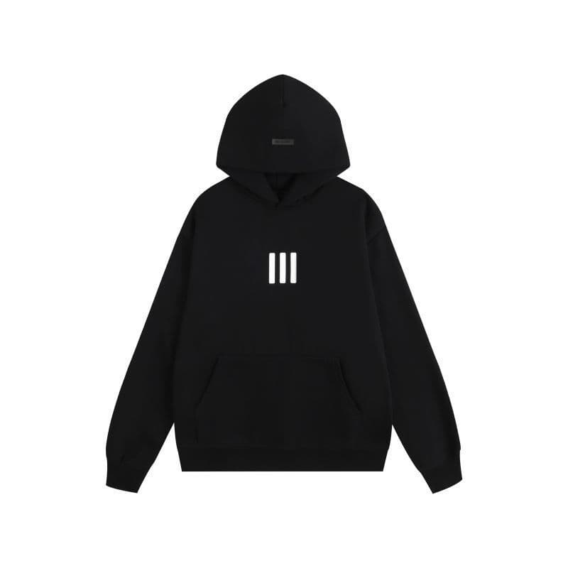 Sweat-shirt ample à double ligne FOG ESSENTIALS Saison 8 avec lettres floquées au dos, en éponge à capuche