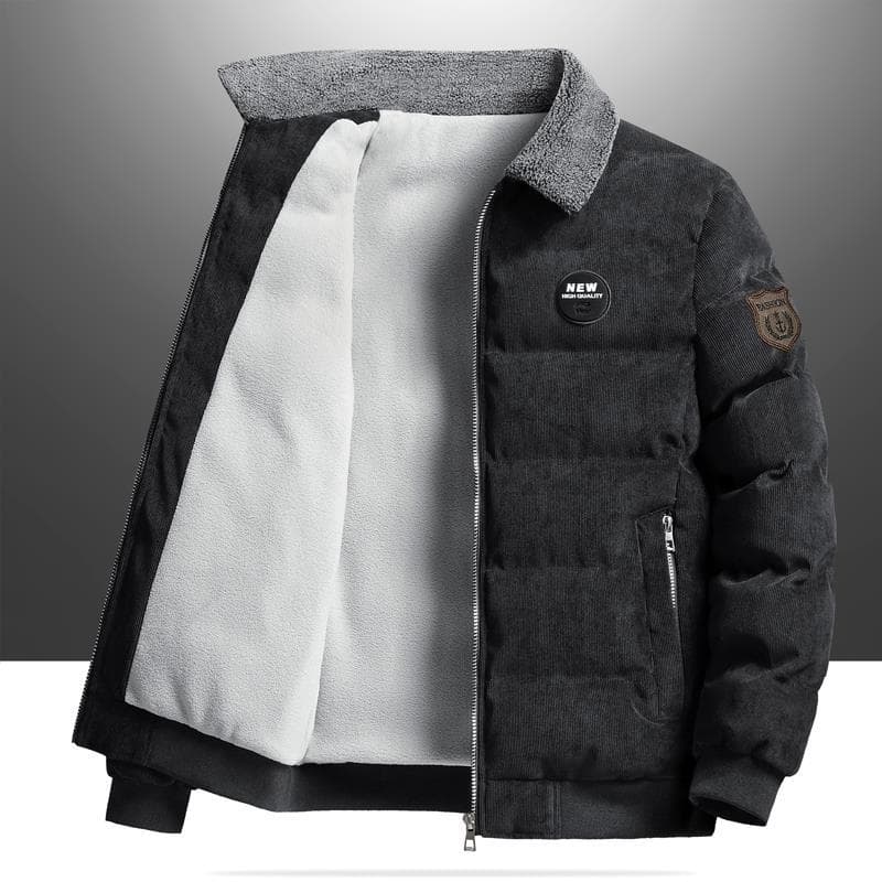 Winter thickened velvet corduroy jacket men's workwear retro lapel jacket middle-aged casual loose cotton coat