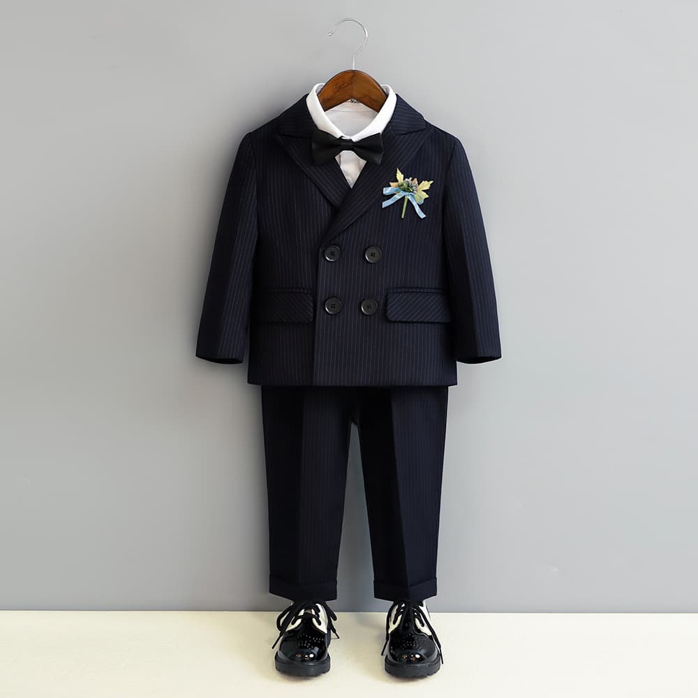 Baby's Clothing Children's Small Suit Three-piece Little Child Boy Dress Striped Baby Dress Wedding Flower Child Photography
