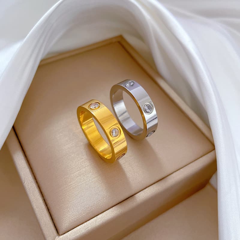 [Non fading] Minimalist geometric titanium steel cold wind bouncing ring for men and women in the trend of fashion,