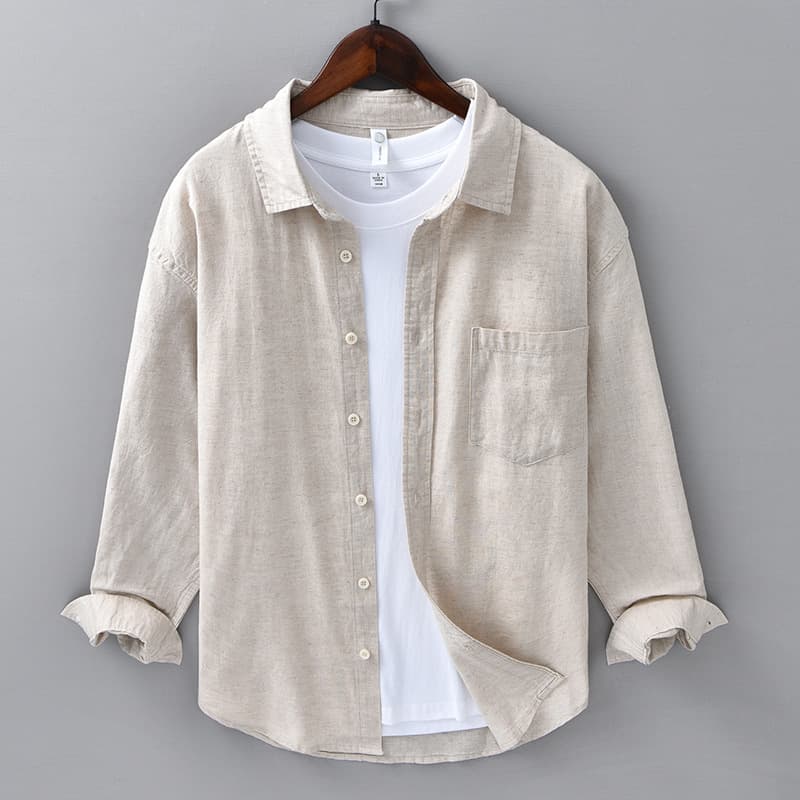 Men's Clothing Spring And Summer Linen Long Sleeved Shirt For Men Business Casual Versatile Cotton And Linen Shirt Literary Men's Linen Top