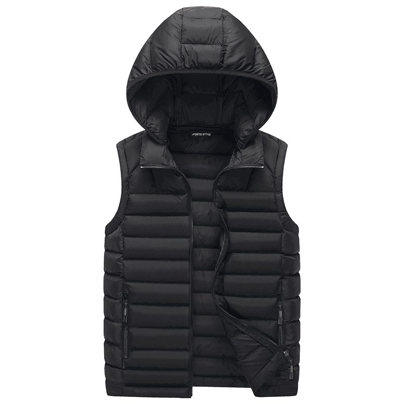 Men's Hooded Padded Jacket Vest Winter Men's Padded Jacket Standing Collar Sleeveless Clip Casual Warm Coat