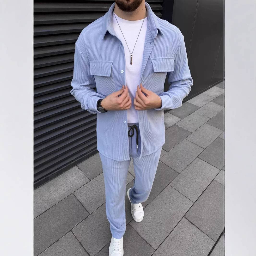Men's Clothing Men's Corduroy Casual Long Sleeved Trousers Jacket Two Piece Suit Spring And Autumn