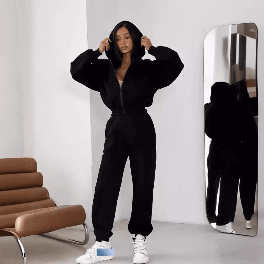 Women's Clothing Women's Leaky Belly Hooded Sweatshirt Drawstring Pants Sports Suit Hooded Sweatshirt Women