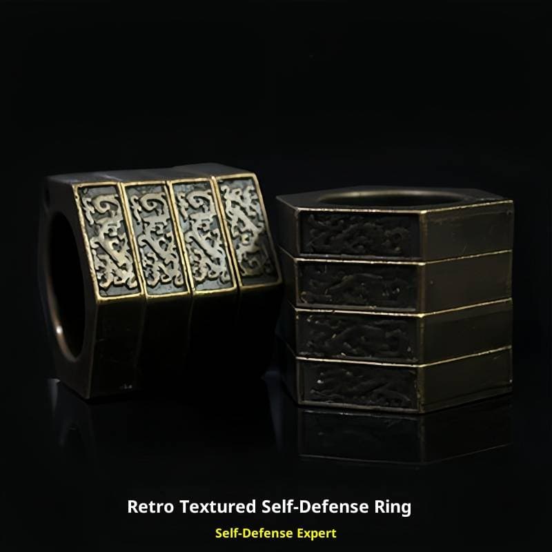 Vintage Self-Defense Ring - Copper Anti-Wolf Ring With Window Breaker For Outdoor, EDC & Personal Safety (Men & Women)​