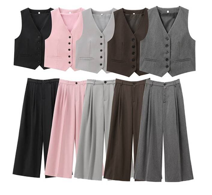 Women's Spring Fashion Vest & Shorts Set – French Style 3D Print Streetwear, Sleeveless Layered Outfit In Grey/Black/Pink/Brown
