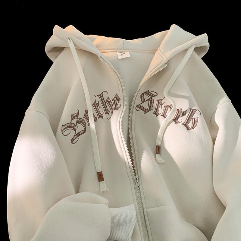 Women's Clothing Milk apricot sweater cardigan women lazy style hooded jacket oldschool design niche baseball uniform
