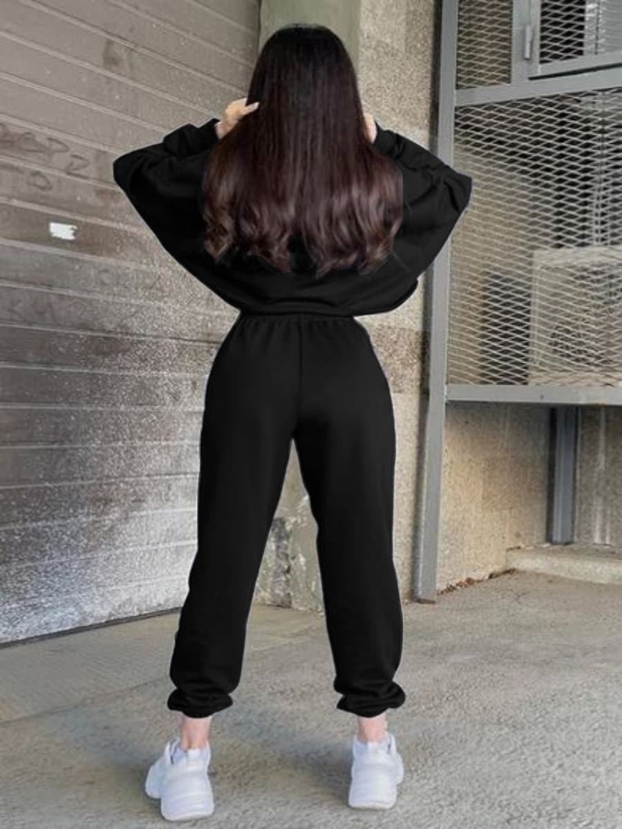 Ensemble sweat-shirt de sport slim brodé pour femme, tenue deux pièces polyvalente et décontractée, style européen-américain
