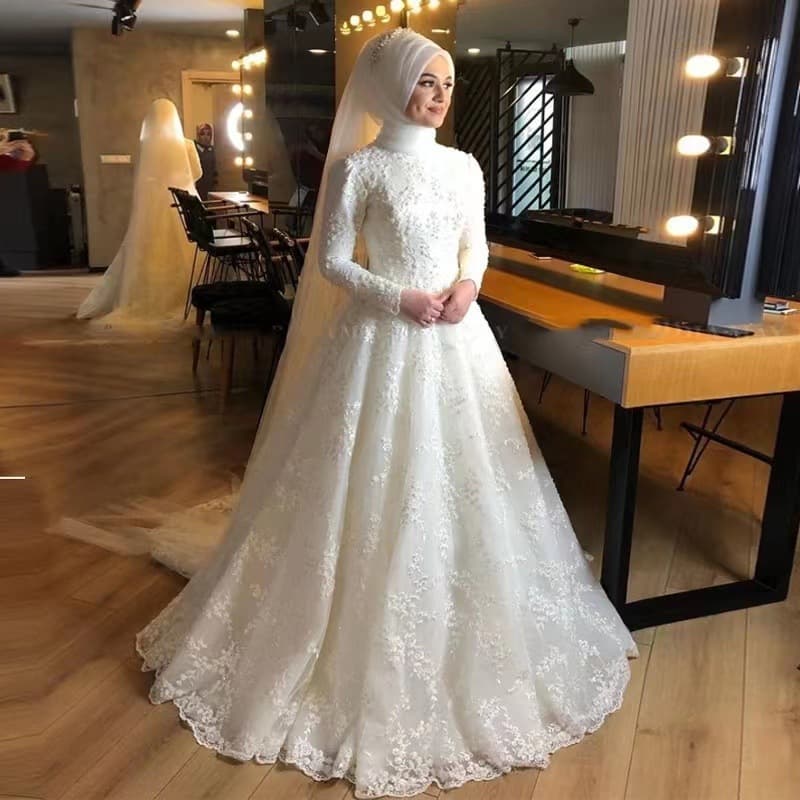 Women's Clothing New Bride Wedding Long Sleeved White Dignified Atmosphere Wedding Dress