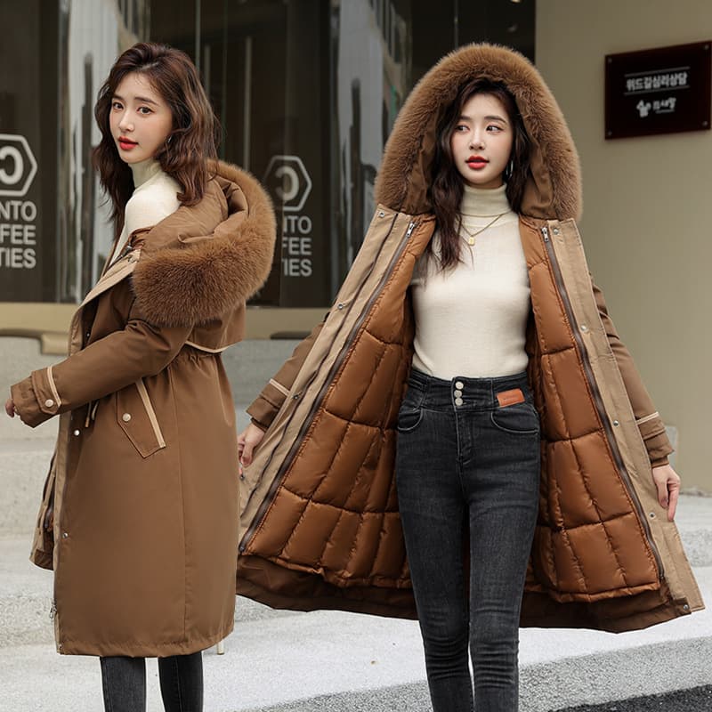 Women's detachable liner with cotton large collar style fashionable cotton jacket
