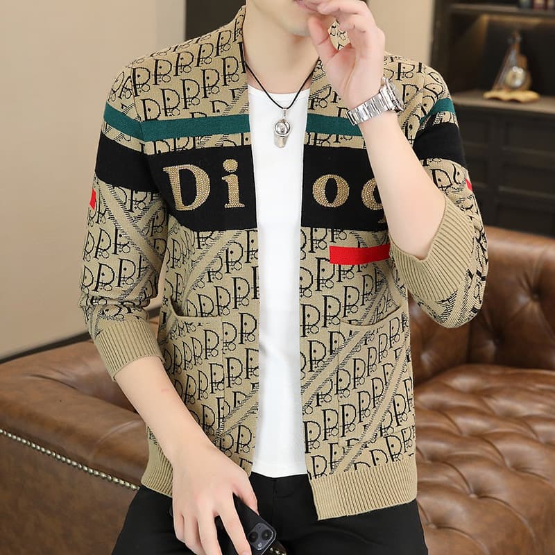 Autumn New Trendy Brand Knitted Cardigan Men S Fashion Sweater Tops Jackets Clothing