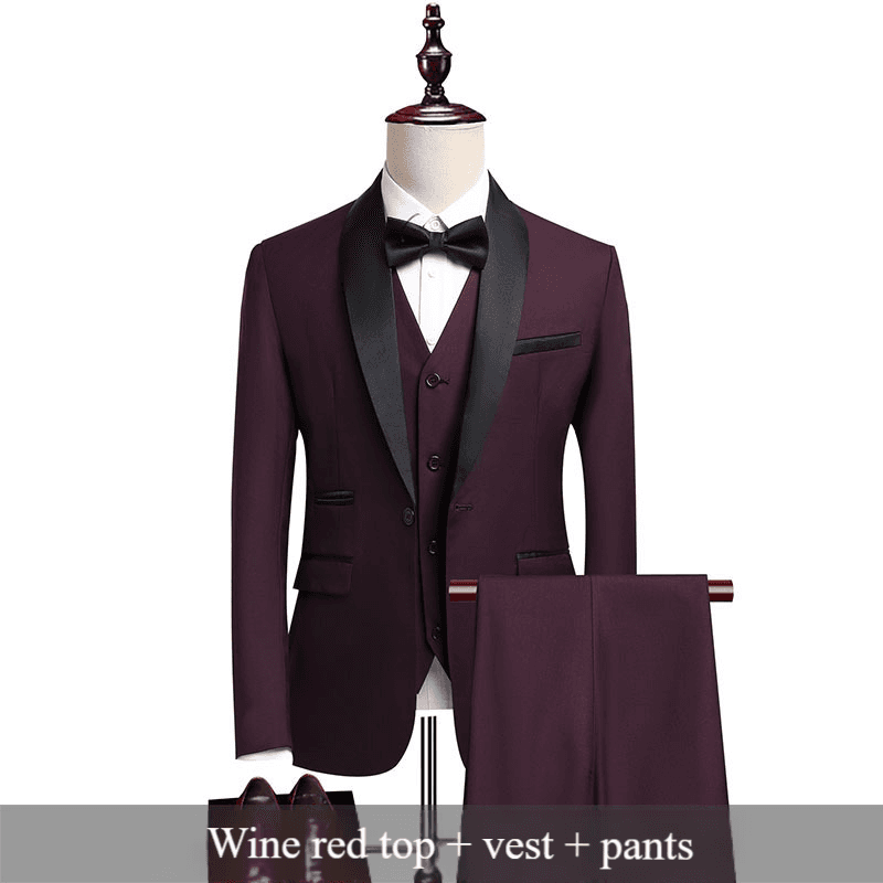 ​​Men's Premium Slim Fit Suit Set – Business & Wedding Blazer, Vest & Pants (Black, Navy, Burgundy, Gray) – M To 6xl​​