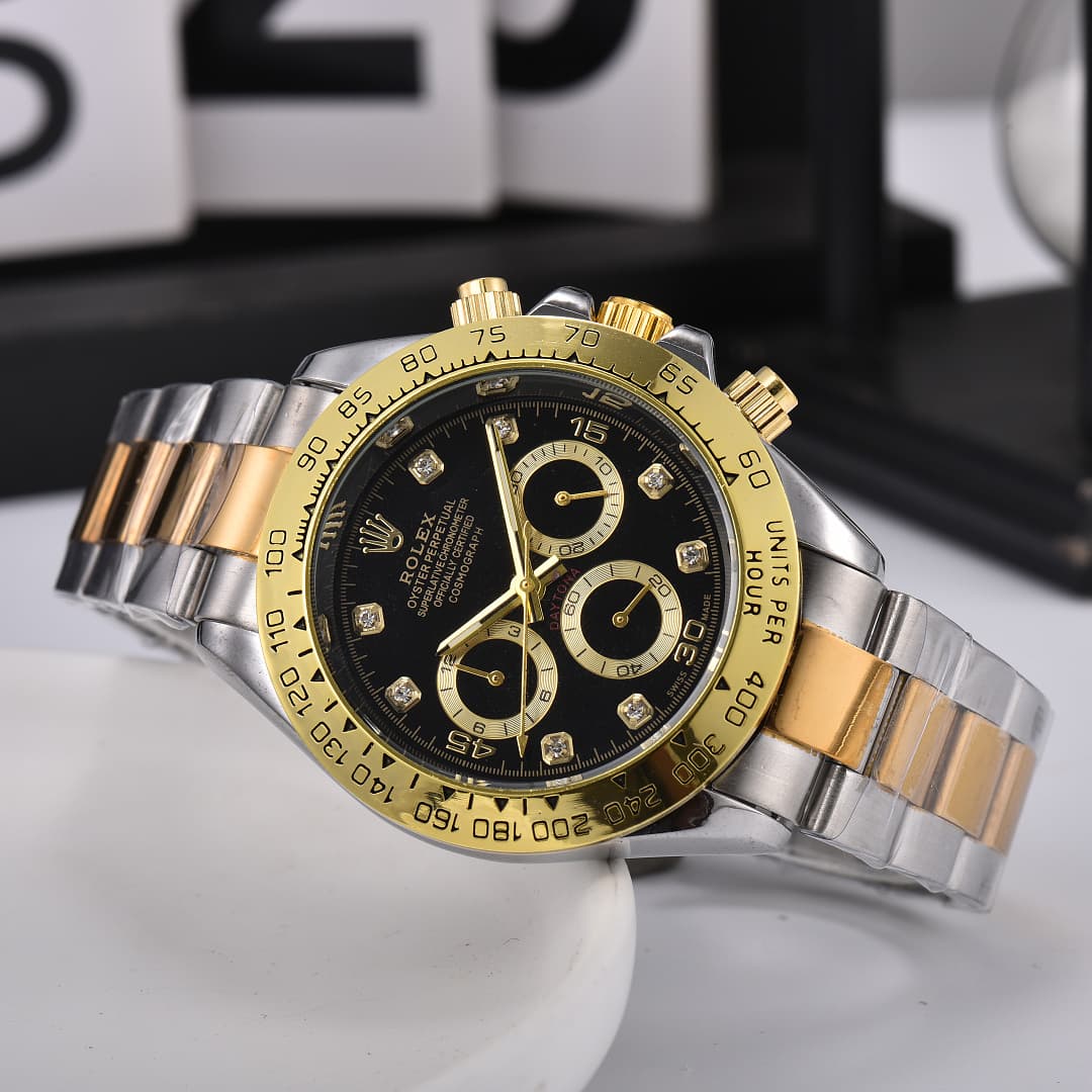 Montre de luxe pour homme Rolex, style business, à six aiguilles et cadran classique à trois sous-cadrans.
