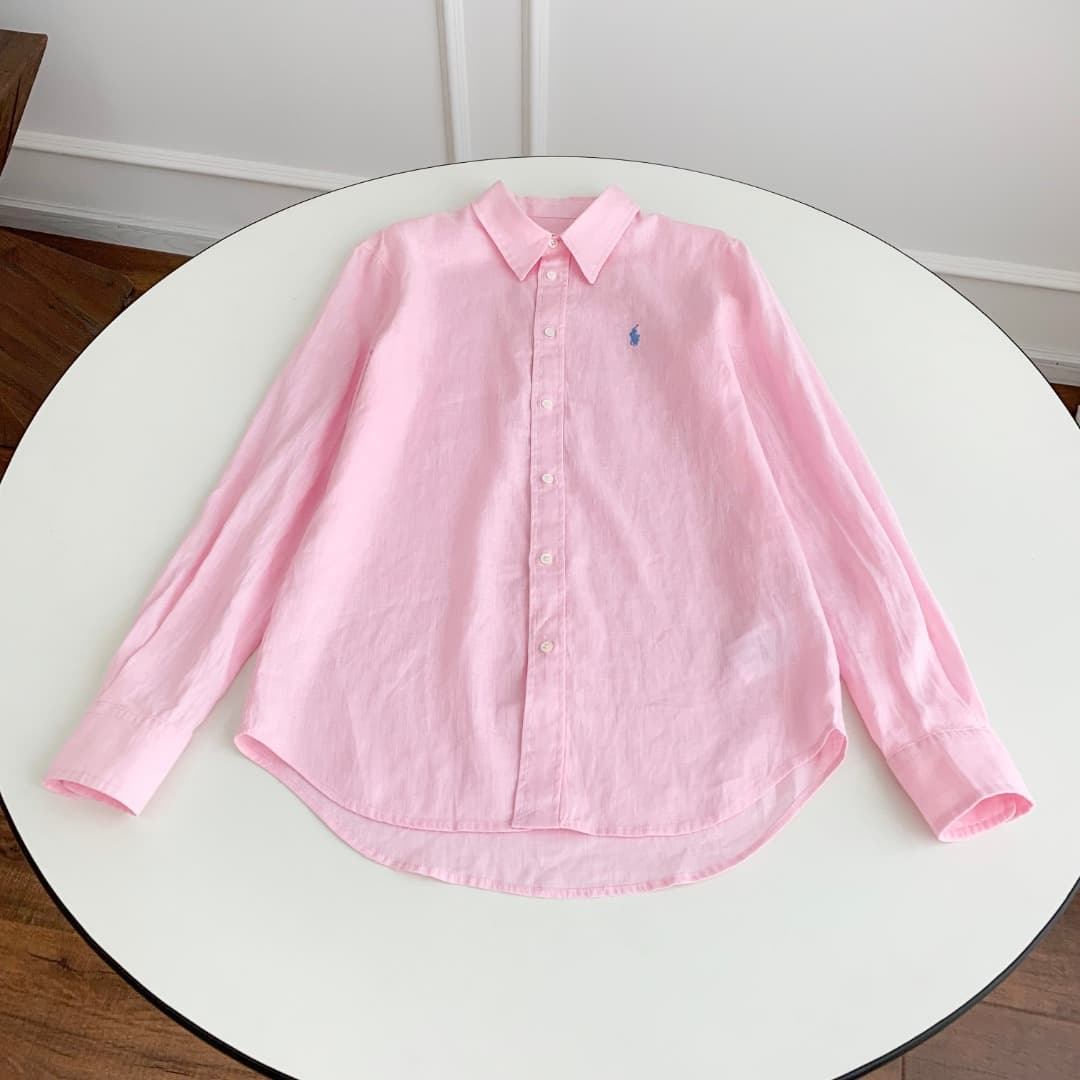 Chemise boutonnée en lin pour femme Lauren avec logo poney brodé