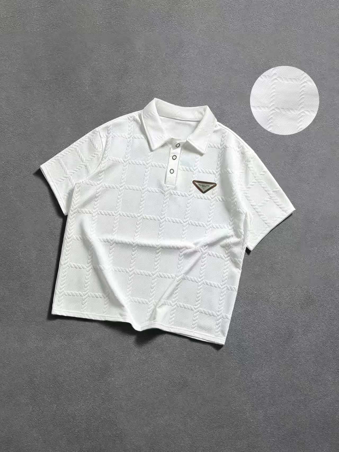 Men's Clothing Casual Jacquard Summer New Men's Slim Breathable Lapel Shirt Short Sleeved Shirt Men