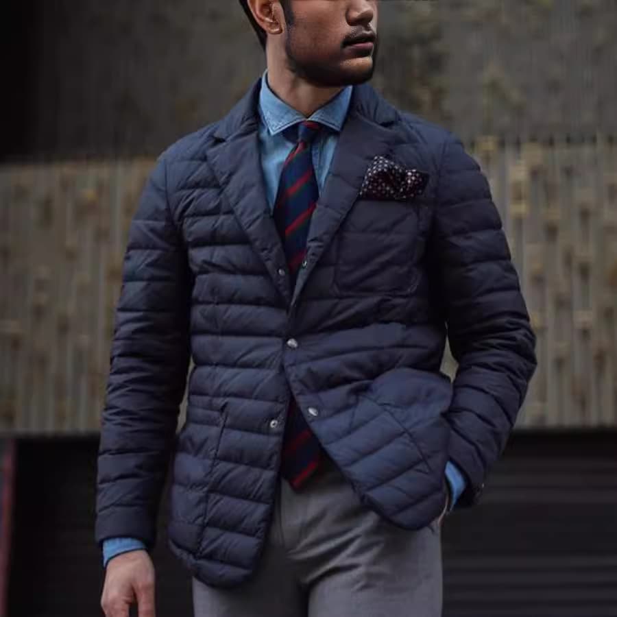Classic Slim Fit Men's Wool Blend Blazer Jacket - Stylish Winter Coat With Notch Lapel & Side Pockets For Business & Casual Wear