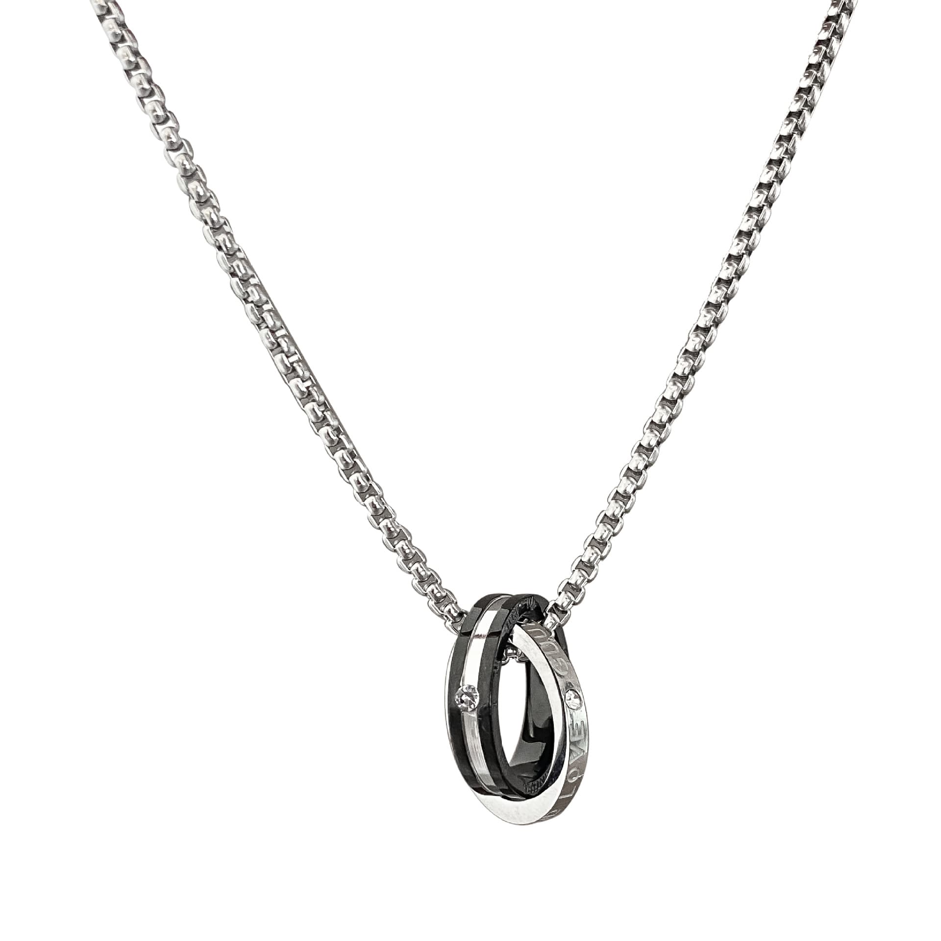 Men's Jewelry Small Sense Necklace Trendy Sweater Sweater Chain Double Ring Pendant Boys Accessories Fragrance