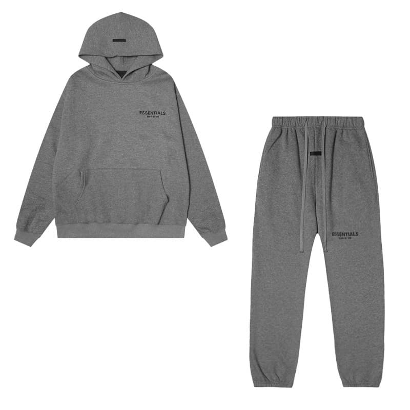 Sweat-shirt ample à double ligne FOG ESSENTIALS Saison 8 avec lettres floquées au dos, en éponge à capuche