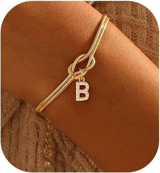 Bracelet en zircon avec 26 lettres, tendance, nœud concentrique, rond, en os de serpent, pour couple, amitié, bijoux de main