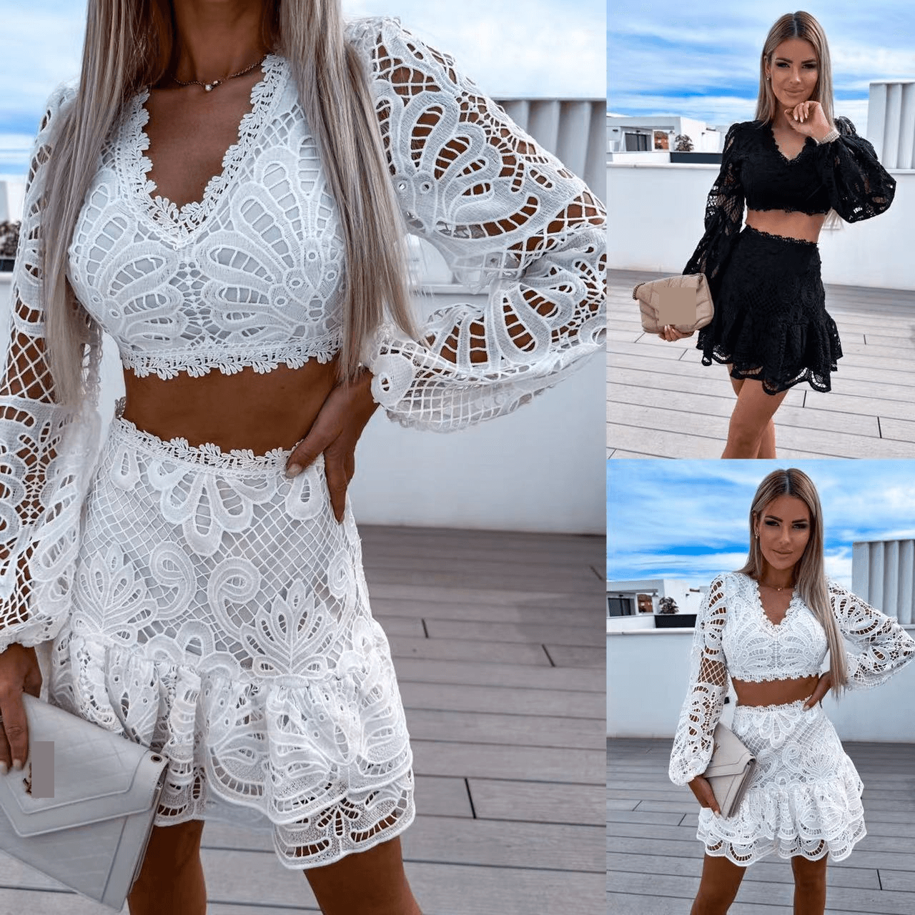 Womenswear Temperament Commuter Hollow Lace Fashion Embroidery Set