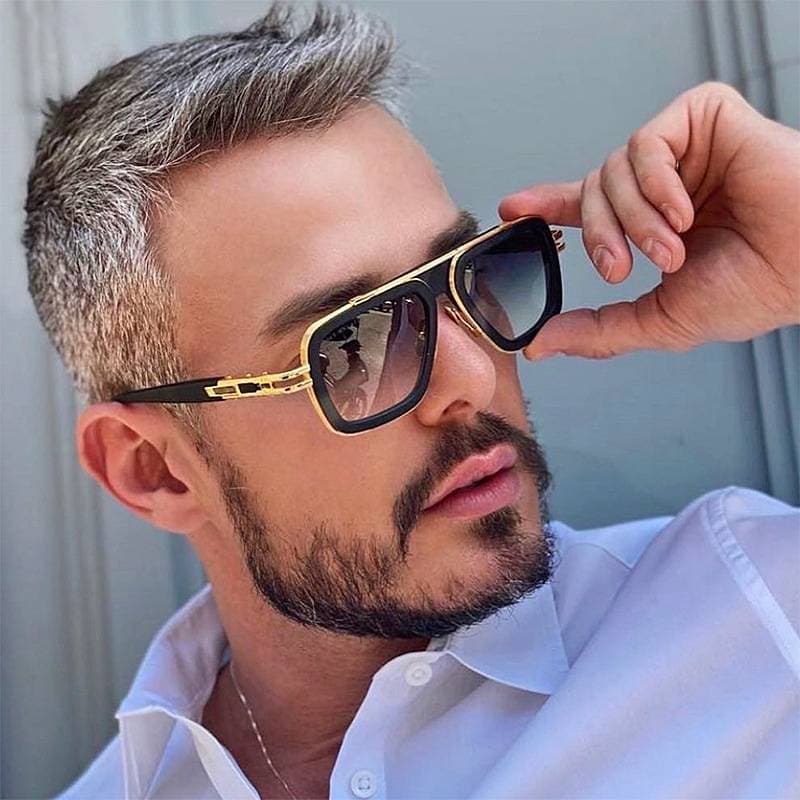 Men's Retro Square Frame Metal Sunglasses Anti-Ultraviolet Dita Style Full Rim Black Glasses For Fashionable Eye Protection