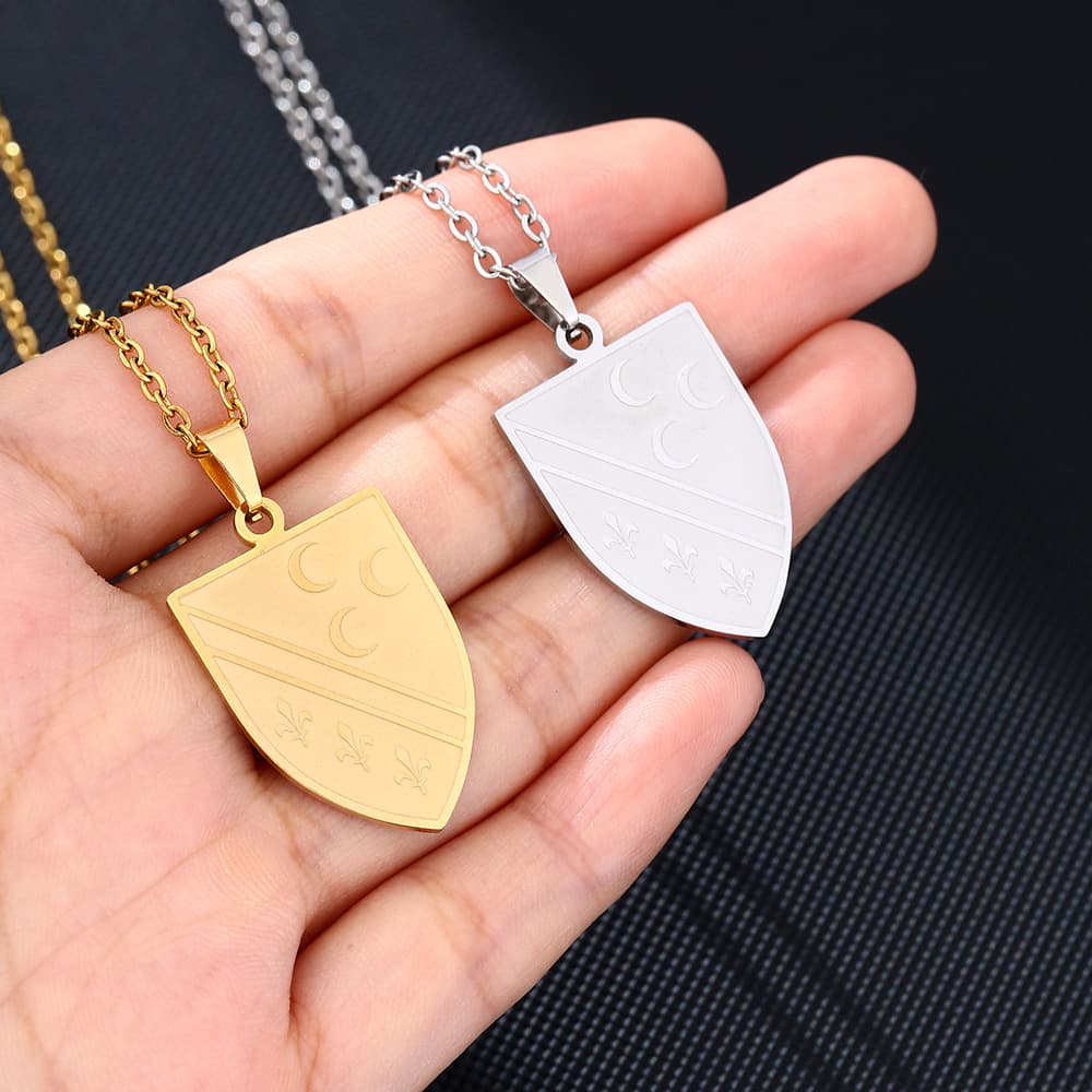 Stainless Steel Bosnia Pendant Necklace For Men And Women Couple Classic Vintage Fashionable Geometric Metal Chain Jewelry