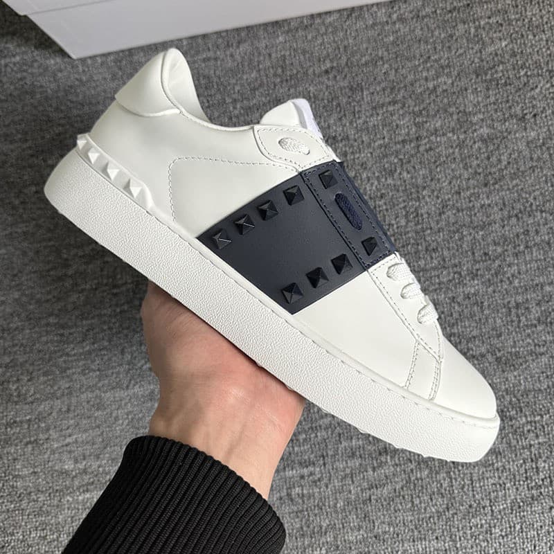 Nouvelles chaussures de sport décontractées à lacets V-Home blanches à semelle épaisse rivetée pour hommes et femmes, polyvalentes, à panneaux