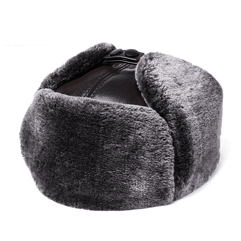 Trapper Hats Middle-aged and elderly Lei Feng hat men's winter thick warm outdoor ear protection cotton hat elderly leather cowhide sheepskin hat