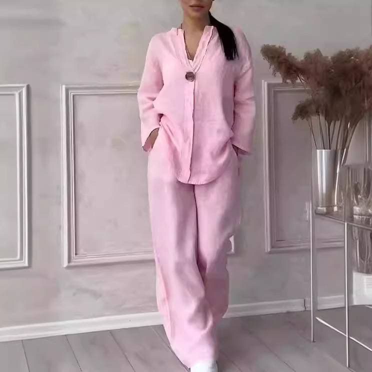 Women's Fashion Solid Color Cotton And Linen Casual Suit Pants