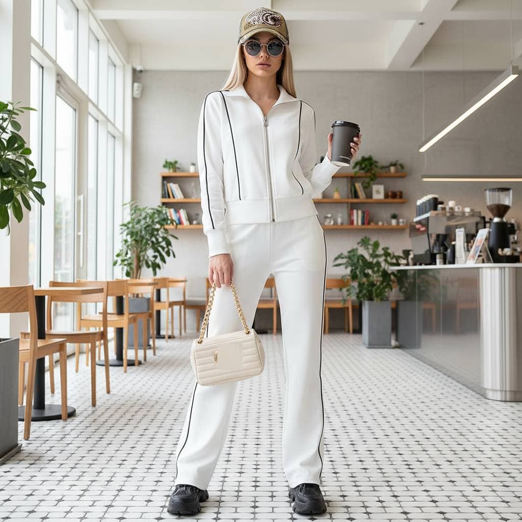 Women's Clothing Fashionable Street Sports Casual Suit For Women, Spring And Autumn Age Reducing Slim Cardigan, Long Sleeved Sweatshirt Two Piece Suit