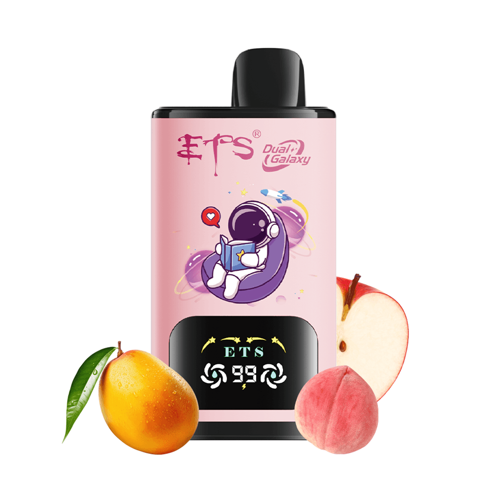 ETS Dual Galaxy 30000 bouffées Vape jetable 2 en 1, saveurs fruitées interchangeables, cigarette électronique rechargeable avec affichage numériq