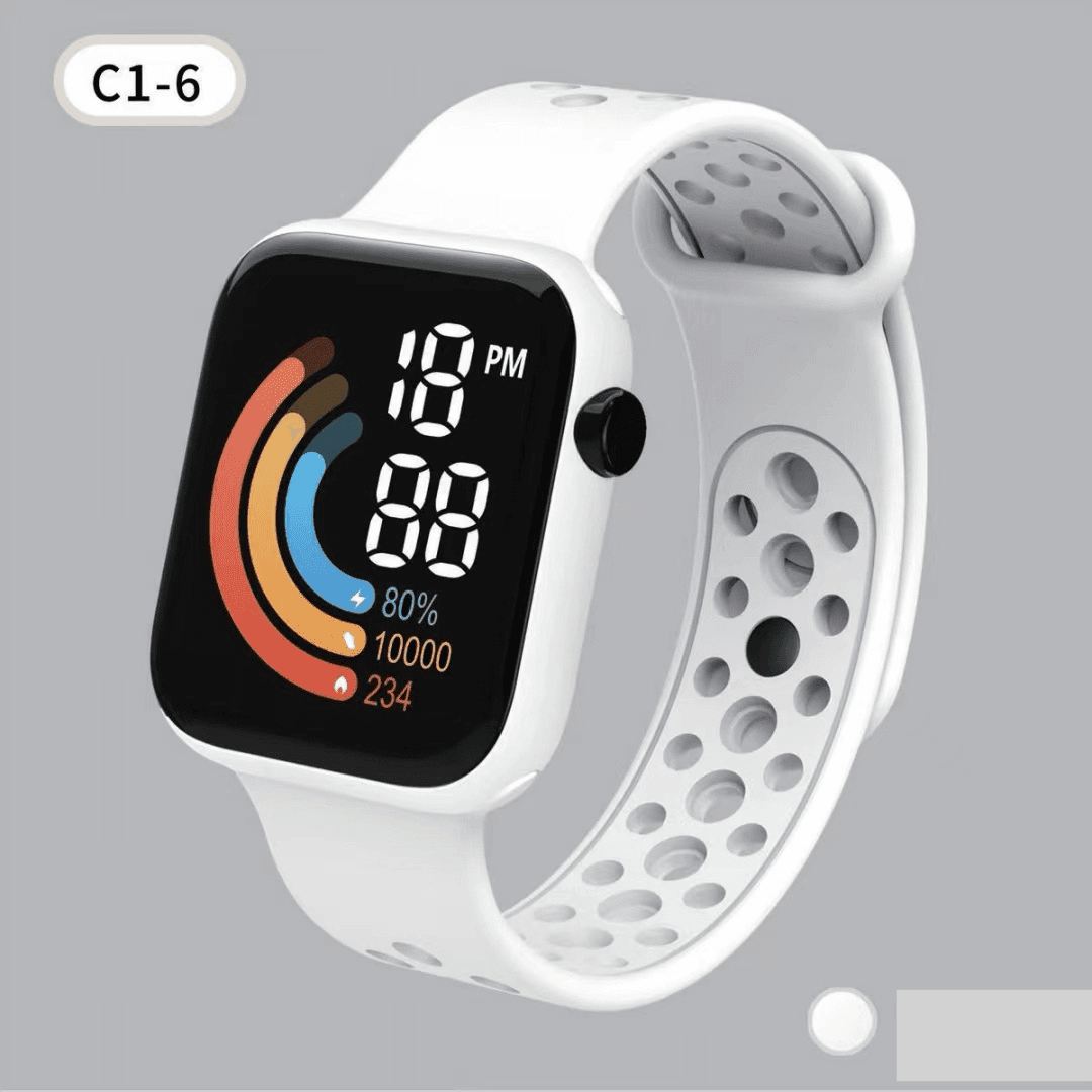 Watch Set Children's Watch Rainbow Digital Display Small Square LED Electronic Watch