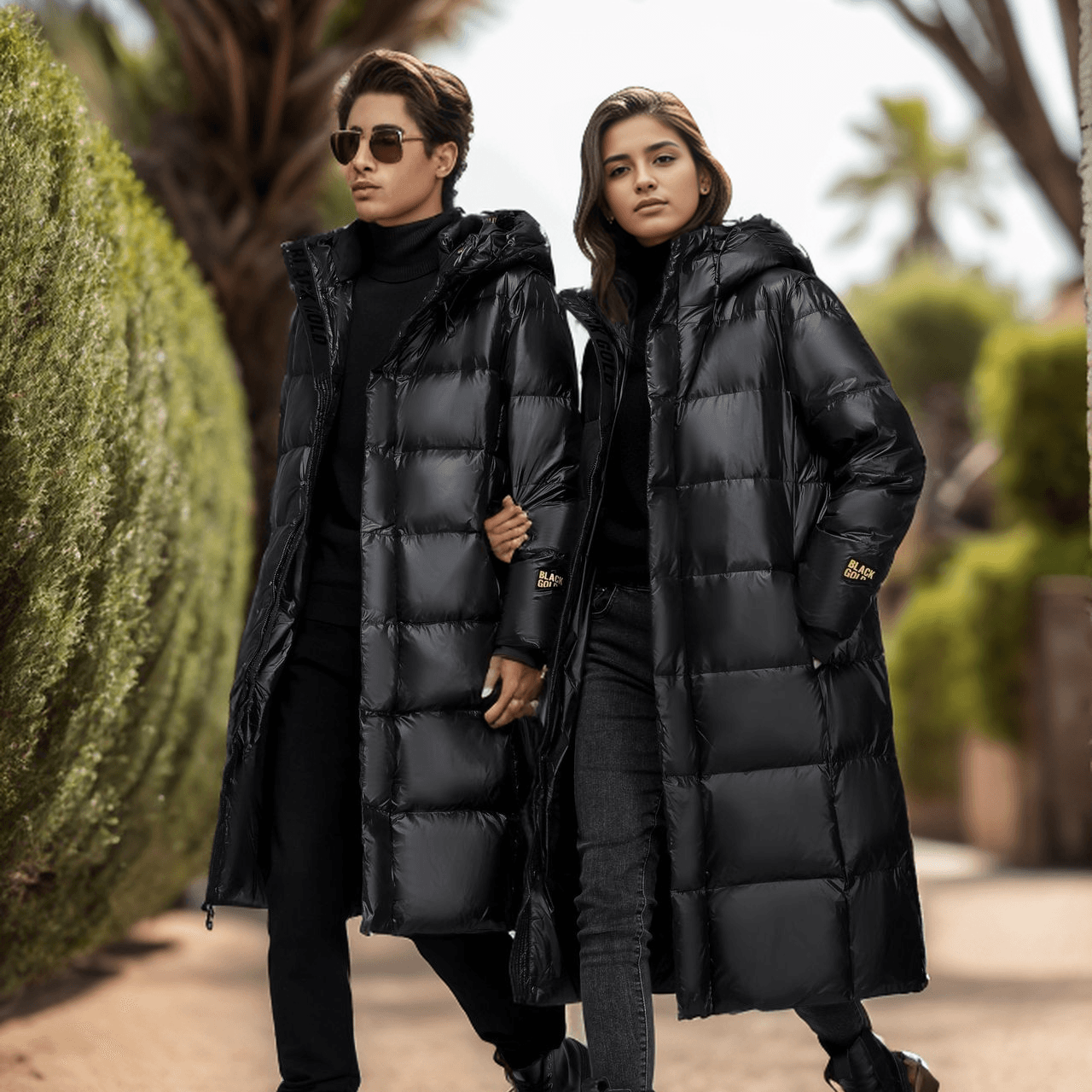 Women's Clothing Black gold goose Warm jacket jacket high end thickened and lengthened couples' outfit