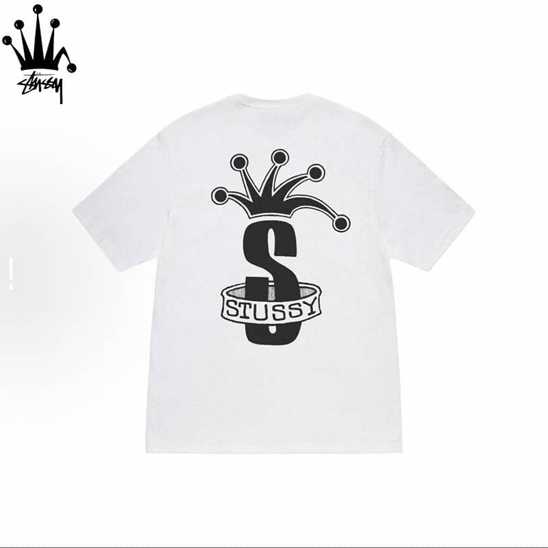 Stussy Crown Big S Printed Cylindrical Short Sleeved T-shirt Made Of Pure Cotton Fabric For Both Men And Women