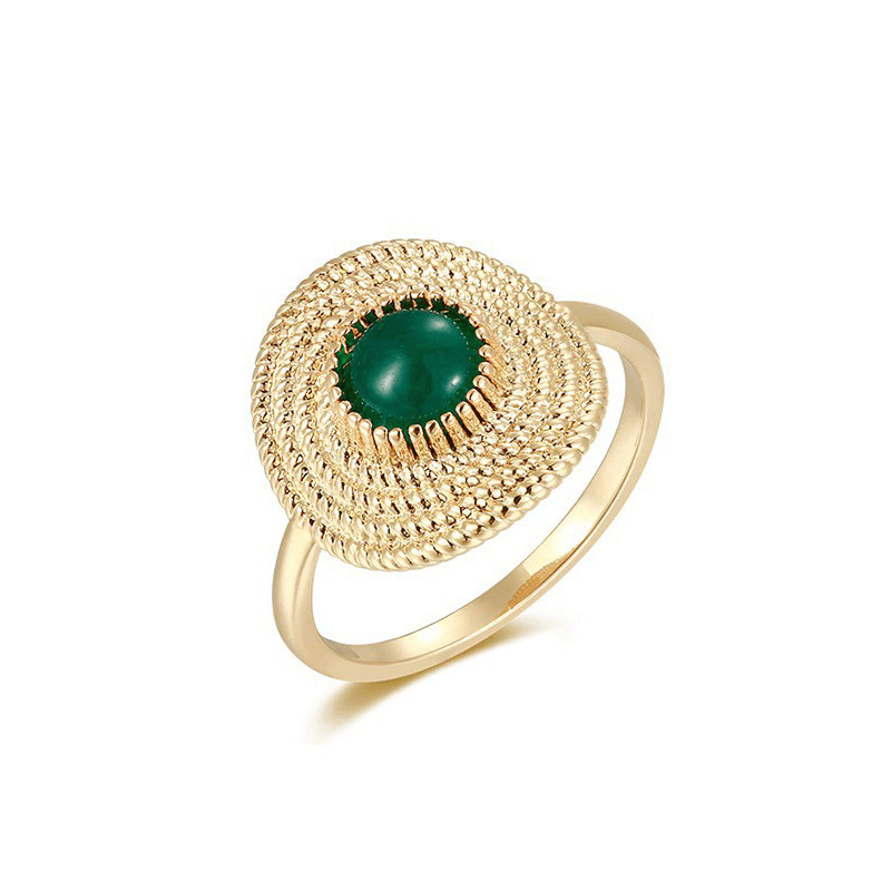 Women's Jewelry Hit Straw Hat Ring French Retro Pinky Ring Niche Design High End Gemstone Open Index Finger Ring Jewelry