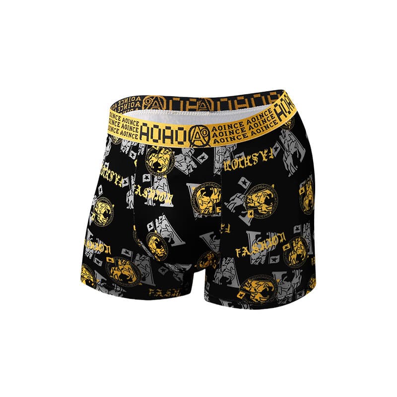 Boxers pour hommes grandes tailles, imprimé noir et or, shorts respirants, sous-vêtements, vente directe d'usine