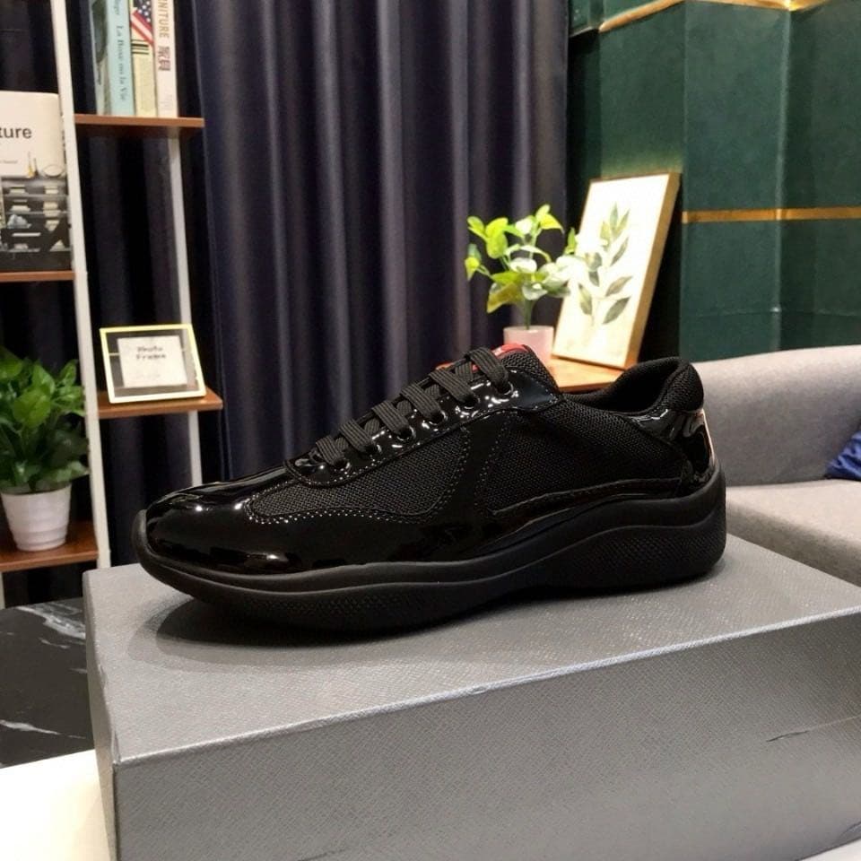 Baskets en cuir, chaussures plates vernies noires et bleues en nylon et maille, chaussures décontractées 888