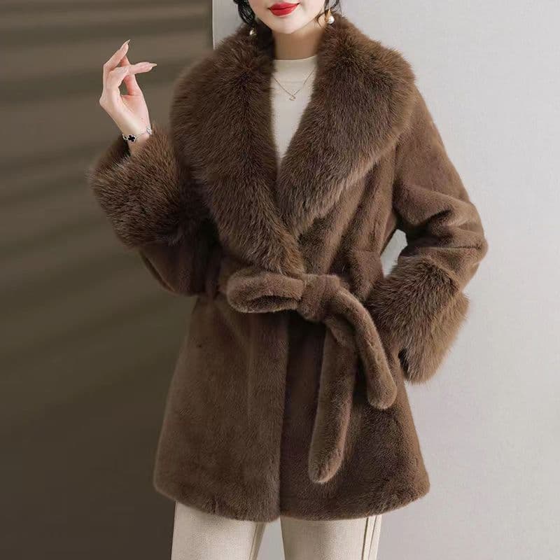 Women's Clothing New Large Fur Collar Long Slim Coat Environmentally Friendly European Mink Fur Plush Coat High End Fashion Version