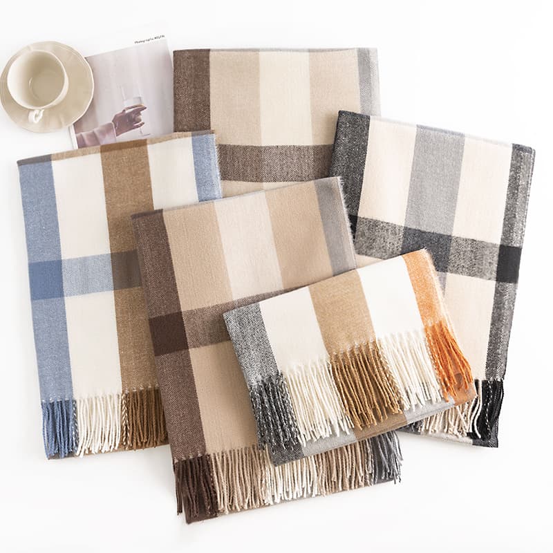 plaid scarf women's sweet style warm neck scarf fashion shawl autumn and winter imitation cashmere scarf