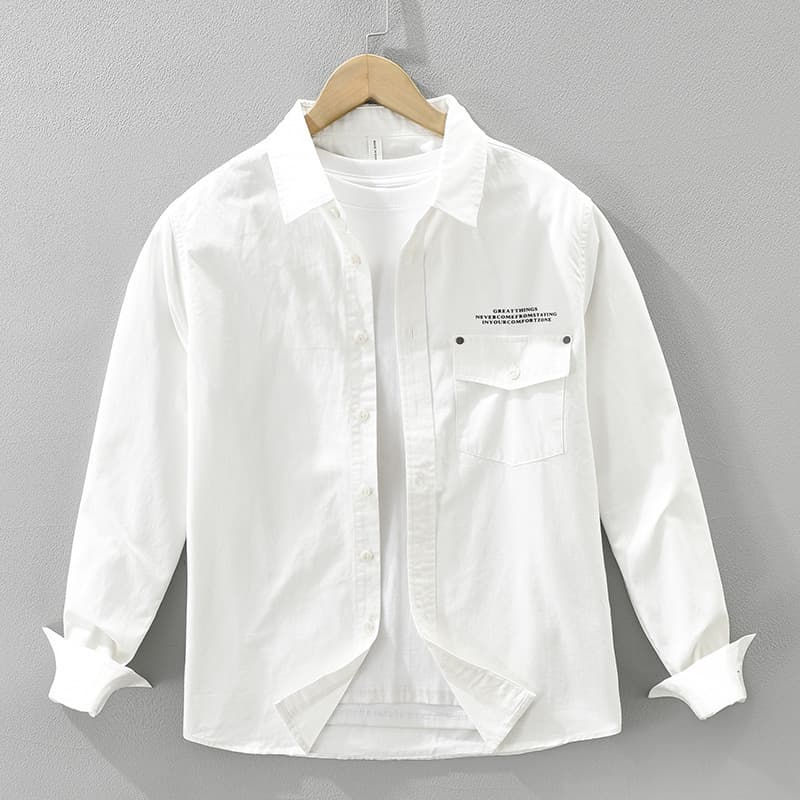 Workwear Printed Long Sleeved Shirt For Men, Fashionable And Versatile, Artistic And Casual Loose Top