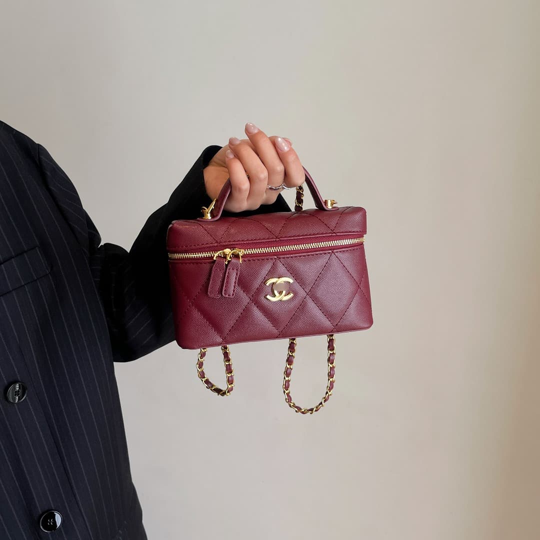 Sac à main CHANEL Fashion Chain Box Bag Summer Makeup New Single Shoulder Plaid Plaid Clutch Bag